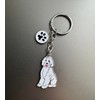 BT Bear Dog Keychain,Cute Metal Keychain,Bag Charm, White Bichon Frise