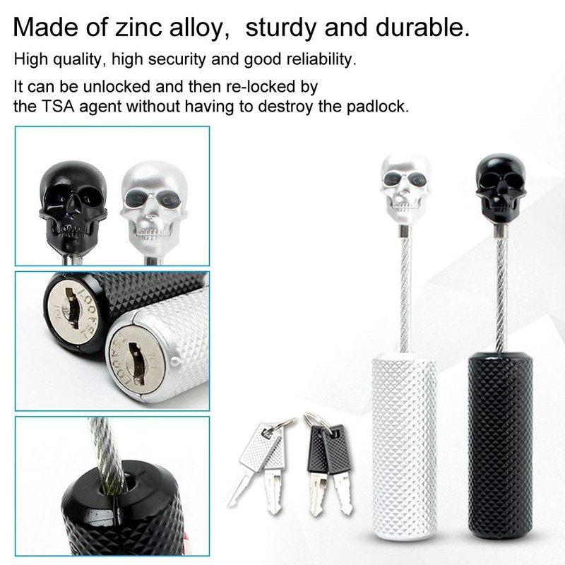 Customs Password Skull Lock - Silver, Suitable for Suitcases, Backpacks,