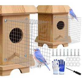 mxyteabz Bluebird House Predator Guards 2 Pcs, Metal Mesh Bird House Hole Protector, for Eastern Bluebird House and Their Babies Safe(Square, Silver, 4 * 6 * 6 in)
