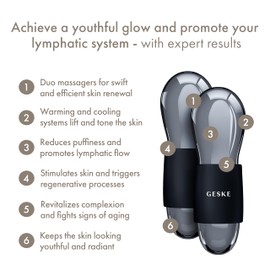 GESKE SmartAppGuided™ Cool & Warm Duo Eye Massager | 7 in 1 | Time-saving Dual Massager | For Eyes & Face | Battery-free Cooling & Warming | Firms, Relaxes & De-Puffs Skin