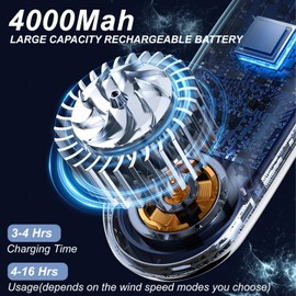 Portable Neck Fan Personal 4000mah Bladeless Cooling Neck Fan Blow Cold Air Neck Cooler Wearable Fan Around Your Neck Adjustable Hands Free Rechargeable Gift For Men Women Mom Dad Travel Essentials