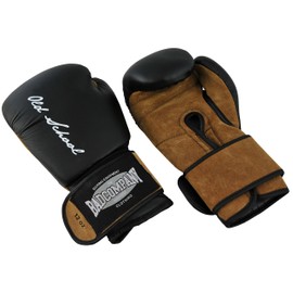 Bad Company old school leather boxing gloves for boxing training, sparring and competition boxing, weight classes, 10 oz - 16 oz, black, brown.