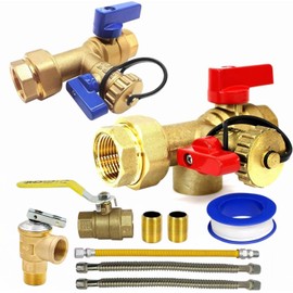 CMI Inc - 3/4 Inch Tankless Water Heater Installation Kit – With Isolation Valves, Pressure Relief Valves, Ball Valve, and Inline Flush Parts – Cold & Hot Water Plumbing Repair Kit – Female to Female
