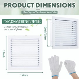 Hicarer 2 Pcs 12" x 12" Aluminum Gable Vent, Attic Vent Paintable Shed Vents with Screen, Stylish Design Return Air Grill Perfect for Houses Attics and Exterior Walls, Inside Dimensions:10.5" x 10.5"