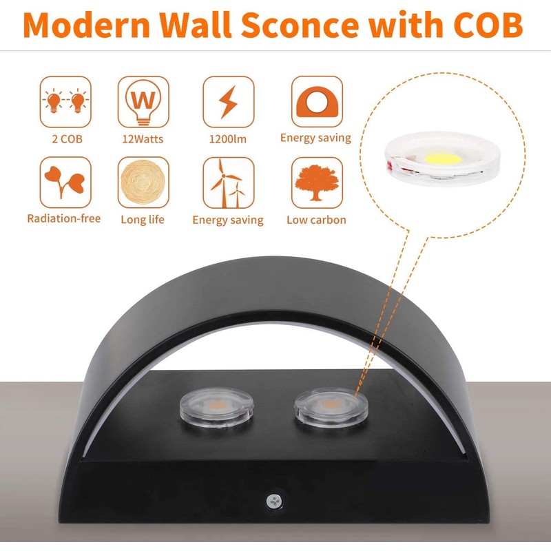 Lightess Modern Wall Sconces Indoor Wall Lamp Dimmable LED Up