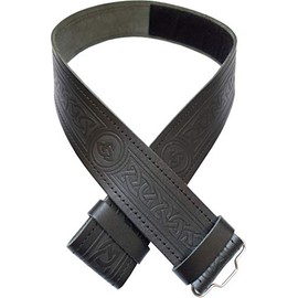 Ever Bright Brown Black Kilt Belts Classic Genuine Leather Kilt Belt, Celtic Black, X-Large 48" to 56"