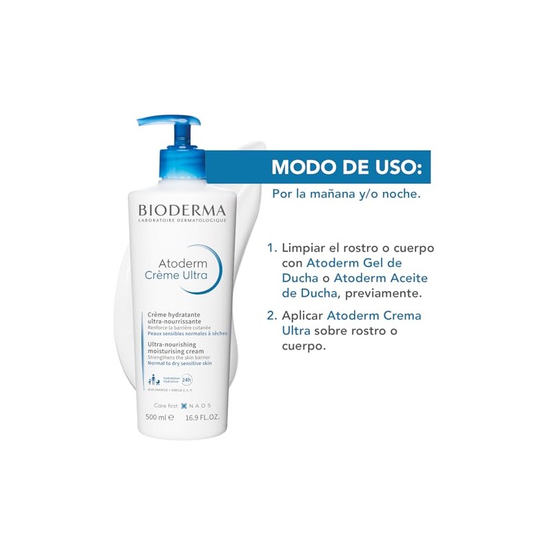 BIODERMA, Atoderm, Crema Nutritiva, Humectacin intensa, Skincare Piel Normal a