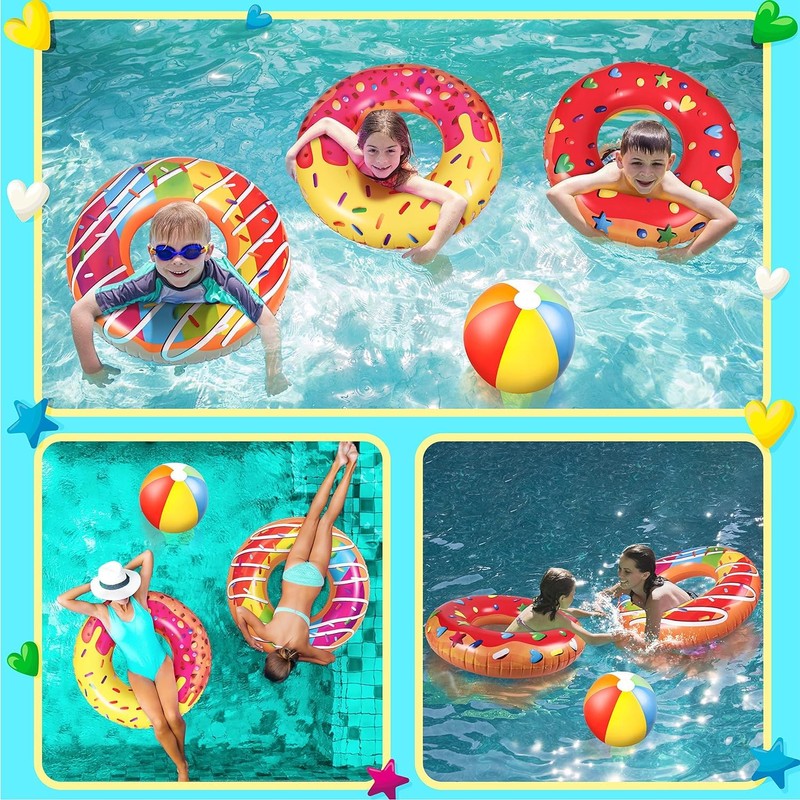 LATERN 5Pcs Donut Inflatable Pool Floats, 4Pcs 75CM Doughnut Swimming
