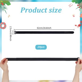 WEBEEDY 20 Pcs Patio Umbrella Tie Strap 24.4 Inch Adjustable Parasol Straps,Replacement Patio Umbrella Strap for Outdoor Garden Yard Beach Umbrella,Hook and Loop Strap Patio Umbrella Accessories,Black