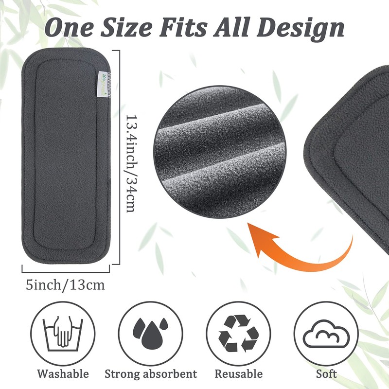 Wegreeco Reusable Soft 5 Layers 12 Pack Charcoal Inserts for