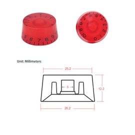 4PCS Electric Guitar Volume Knob Guitar Volume Dial Coarse Spline Knobs Acrylic Volume Knob,for Epiphone Les Paul SG Electric Guitar (Red)
