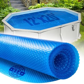 Shop Square 12' x 20' Oval Solar Cover for Inground and Above Ground Pool, 8 Mil - Premium Heavy Duty Solar Blanket for Above Ground Pool, Blue - Made in USA