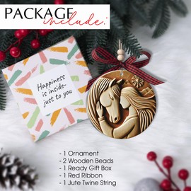 Horse Ornaments for Christmas Tree, Horse Gifts for Women, Girls, 2024 Horse Ornament, 3D Acrylic Ornament, Horse Gifts for Horse Lovers, Not a Carved Sculpture, Girl and Horse Ornament