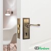 EAI Antique Brass Georgian Scroll Door Handle Key Lock Set