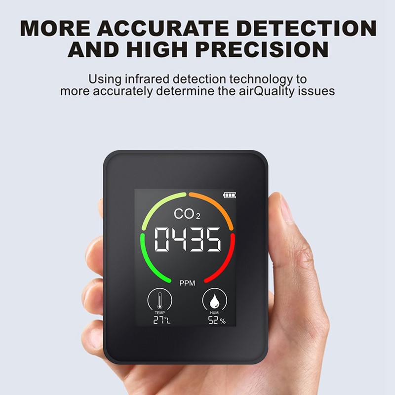 Multifunctional 3in1 CO2 Temperature Humidity Monitoring Device Home Digital Household