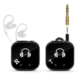 5.8G Wireless in Ear Monitor System,Upgraded Stereo IEM System Low Latency with Wireless Transmitter Receiver Clip On, One to More, Auto-Pairing for Live Broadcast, Studio, Band Rehearsal