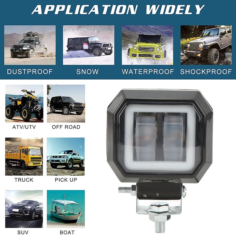 20 W 6500K LED Square Light Bar Spotlight DRL Angel
