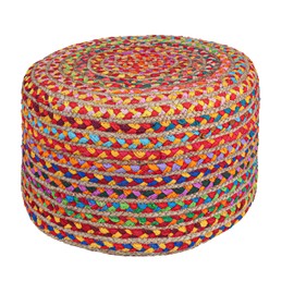 RIANGI Pouf Ottoman - Briaded Poofy Ottoman Pouffe - Boho Pouf Ottoman Foot Rest - Poofs/Ottomans Furniture Decor - Foot Rest Pouf for Bedroom - Poufs for Living Room - (18"x18"x12")