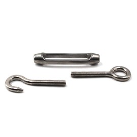 M4 304 Stainless Steel Hook & Eye Heavy Duty Turnbuckle Wire Rope Tension For Wire Rope Cable Pack Of 10