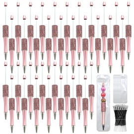 DASTTUIS 75 Pcs DIY Diamond Beadable Pen Kit - 25 Plastic Rhinestone Beaded Pens Bulk with Refills & Bags - Fancy Cute Glitter Pens for Crafting, Students & Teachers – School Supplies (Pink)
