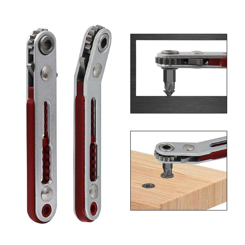 2-Piece Mini Ratchet Wrench Set, Drive Right Angle Ratchet Screwdriver