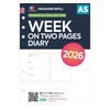 2026 A5 size week on two pages diary organiser refill
