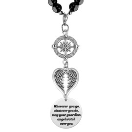 Guardian Angel Rearview Mirror Charm, Wherever You Go Whatever You Do May Your Guardian Angel Watch Over You, New Driver Gift, Car Decor, Hanging Angel Ornament for Car Mirror