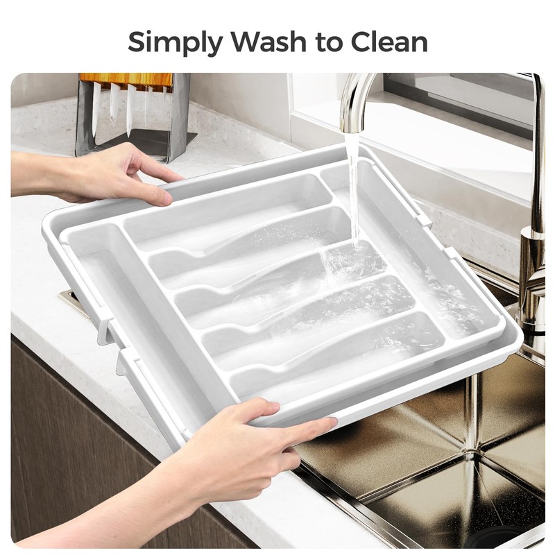ukeetap Extra Large Expandable Silverware Organizer, BPA-Free Food-Safe Cutlery Flatware