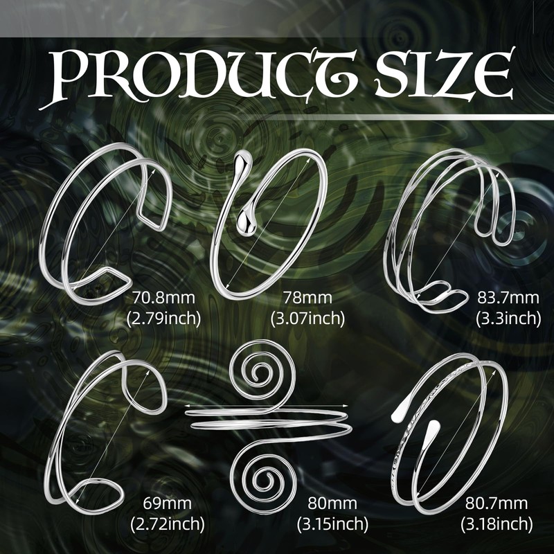 Tressora Boho Coil Arm Cuff Set - Adjustable Minimalist Bangles
