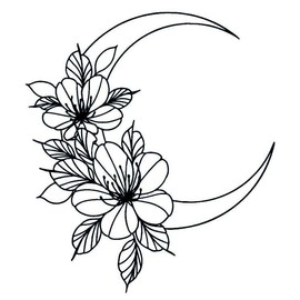 Moon & flower tattoo – Temporalis® | Temporary tattoo, vegan and waterproof – EU-certified cosmetic – Lasts 1 to 2 weeks [ Moon and cherry blossoms ]