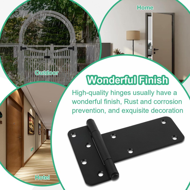 Wmebee 5“ Gate Hinges,260 Lbs Capacity, Matte Black Hinges,6 Pack