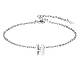 ChicSilver Dainty Initial Bracelet 925 Sterling Silver Bracelet Minimalist Letter Bracelet for Women Bracelet with Initial H Alphabet Jewelry