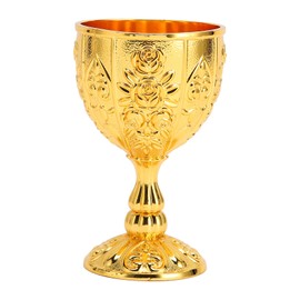 Metal Embossed Wine Cup Vintage Flower Pattern Exquisite Details Metal Wine Cup for Home Decoration Gifts Gold