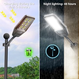 Solar Street Lights 300W 2Packs LED Solar Street Lights Outdoor IP66 Waterproof 30000LM 6500K Outdoor Street Light Dusk to Dawn Solar Power Lights with Motion Sensor and Remote Control for Parking Lot