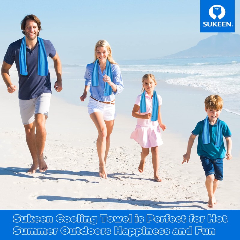 Sukeen 冷感タオル 4枚セット 100x30cm 冷感タオル 柔らかく通気性の良い冷感タオル マイクロファイバータオル ヨガ スポーツ ランニング