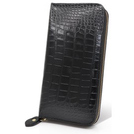 LEZOPHIS Crocodile Long Wallet [Supervised by Feng Shui Master] Money Luck Wallet Cowhide Embossed Crocodile Leather Good Luck Unisex, Black