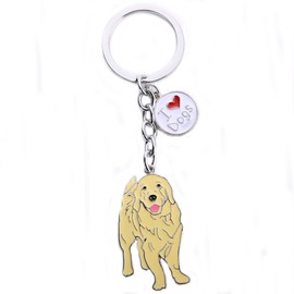 BECHANMIG Keychains,Lovely Dog Key-ring Portable Metal Keychain Keyring Key Decor Car Keyring Tag (Golden Retriever 2#)