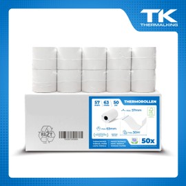 Thermal Rolls 57 mm x 63 mm x 12 mm – Till Rolls – Receipt Rolls for Cash Register with Receipt Printer – Thermal Paper for Cash Register Systems 57 x 63 x 12 (50 Rolls)