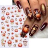 Fall Nail Art Stickers Maple Leave Pumpkin Nail Decals 6