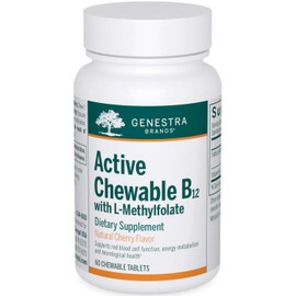 Genestra Brands Genestra Brands Active Chewable B12 with L-Methylfolate | Chewable Vitamin B12 and Folate Supplement | 60 Chewable Tablets | Natural Cherry Flavor