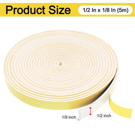 Egofix Weather Stripping Door Seal Strip,White Weatherproof Foam Tape Insulation for Sliding Door, Front Door Frame, Windows (1/2 in x 1/8 in x 16.4Ft)
