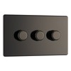 BG Electrical Screwless Flat Plate Triple Dimmer Intelligent Light Switch,