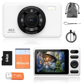 Cámara digital, cámara HD con zoom de 48MP, zoom digital de 16x, pantalla a color IPS de 2,8 pulgadas, antivibración, incluida tarjeta de memoria de 64 GB，transmisión directa OTG al teléfono móvil
