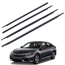 YzusGomumu 4Pcs Window Moulding Trim Weatherstrip Window Seal Compatible with 2016 2017 2018 2019 2020 2021 Honda Civic 4 Door Sedan Replaces 72450-TEA-T01 72410-TEA-T01 72950-TEA-T01 72910-TEA-T01