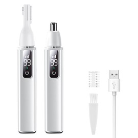 LAIKME Nose Ear Hair Trimmer for Men – Eyebrow Hair Razor 2-in-1 Rechargeable Facial Hair Razor Nasal Hair Clipper Dual-Edge Face Shaver for Face Nose Peach Fuzz for Women