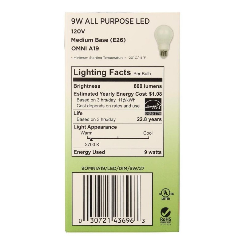 Westinghouse 4369600 60-Watt Equivalent Omni A19 Dimmable Soft White LED