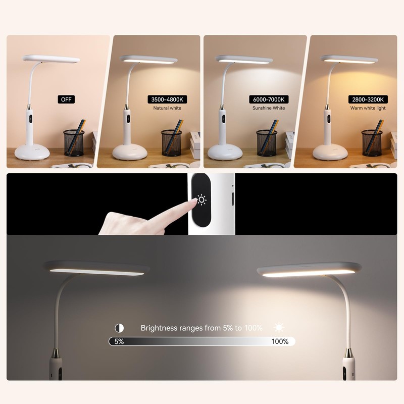VAVOFO LED Desk Lamp 6778B - Touch Control, Adjustable 2700-7000K