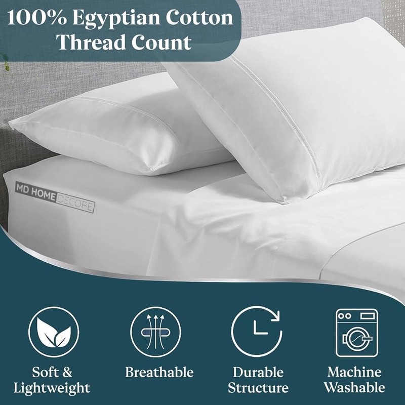 Giza Egyptian Cotton Bed Sheets Split King Size, 100% Certified
