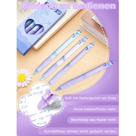 Linkgood Erasable Ballpoint Pen, Pack of 4 Rollerball Pens, Erasable, 0.5 mm Blue Ballpoint Pen, Erasable Pen Set, Erasable Gel Pen for Children, Gift, Adult Office Supplies (Purple)