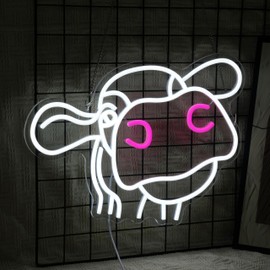 BNEMCEZH Cow Neon Sign Dimmable Tilted Cow Head LED Light Sign for Wall Decor USB Powered Funny Animal Neon Light for Farmhouse Bedroom Living Room Cafe Home Party Bar Animal Lovers (16.5 * 12.6 In)